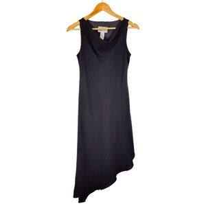 Vintage SL Fashions Cowl Neck Midi Dress Black 6 Sleeveless Asymmetrical 90s Y2K
